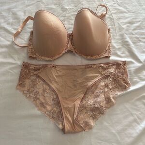 Adore Me Lace Accent Bra and Panty Set in Soft Pink